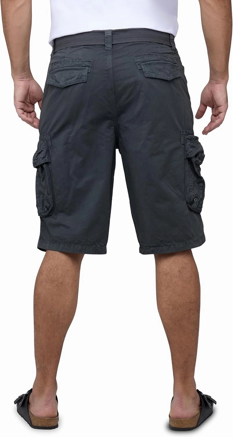 RAW X Mens Belted Cargo Shorts, Relaxed Fit Casual Knee Length Cargo Shorts for Men (Big and Tall Shorts for Men)