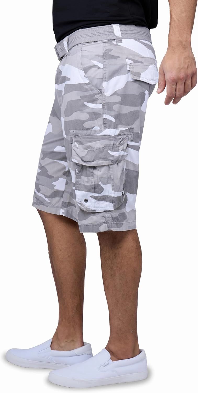 RAW X Mens Belted Cargo Shorts, Relaxed Fit Casual Knee Length Cargo Shorts for Men (Big and Tall Shorts for Men)