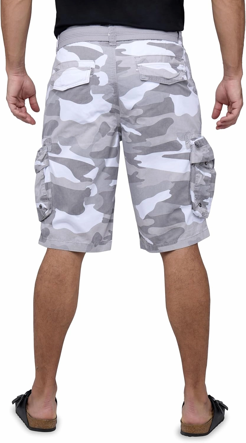 RAW X Mens Belted Cargo Shorts, Relaxed Fit Casual Knee Length Cargo Shorts for Men (Big and Tall Shorts for Men)