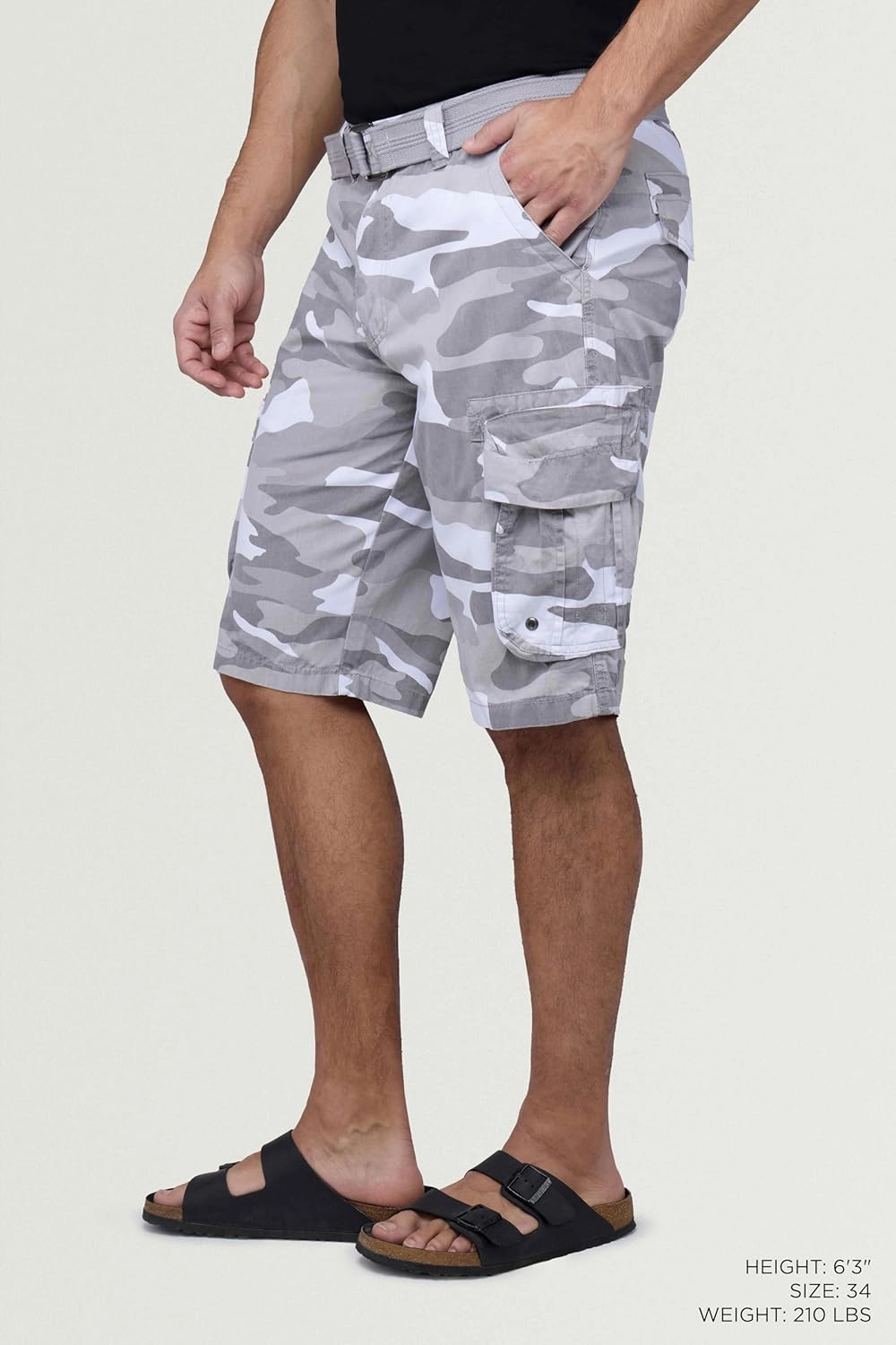 RAW X Mens Belted Cargo Shorts, Relaxed Fit Casual Knee Length Cargo Shorts for Men (Big and Tall Shorts for Men)