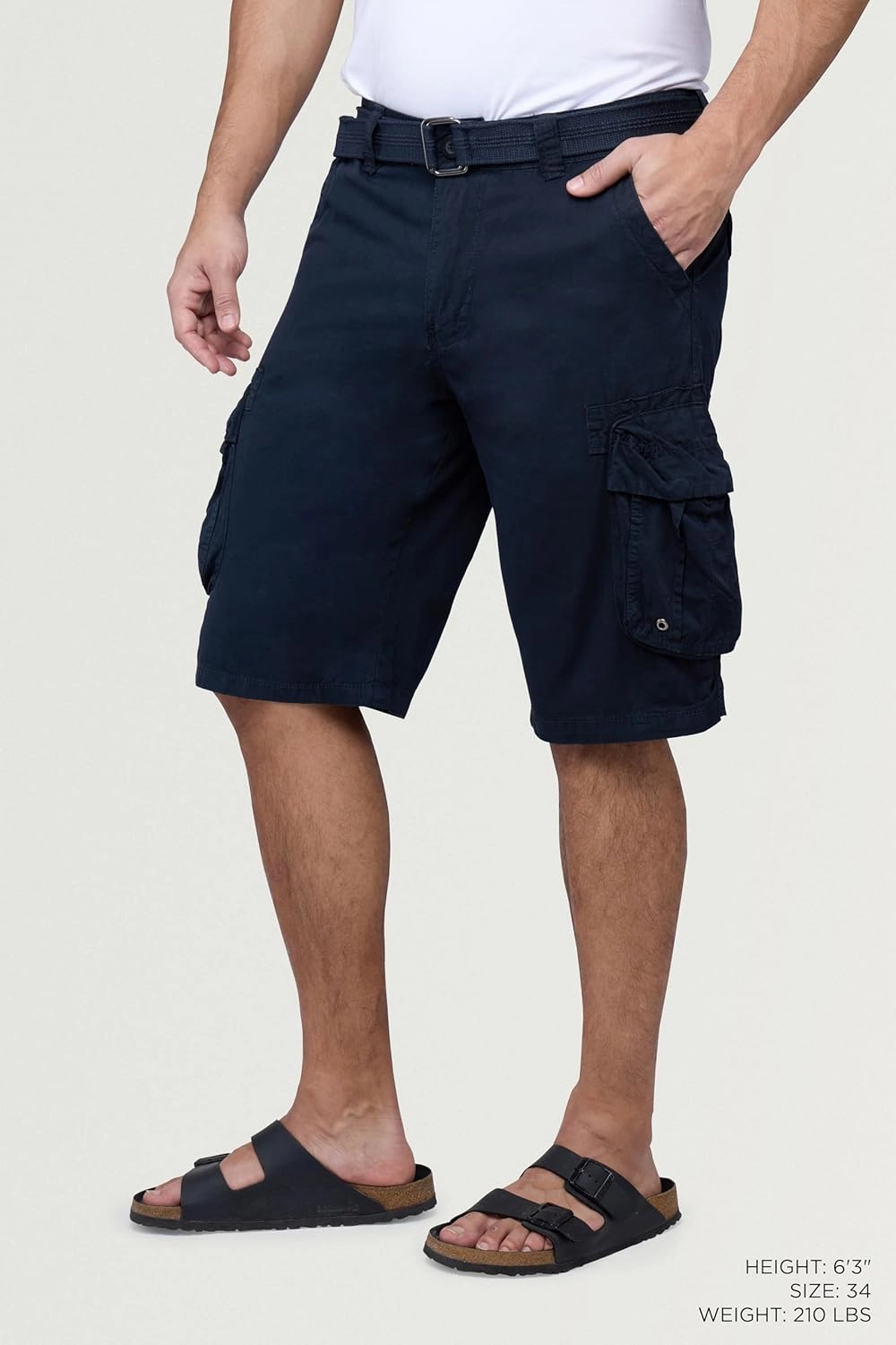 RAW X Mens Belted Cargo Shorts, Relaxed Fit Casual Knee Length Cargo Shorts for Men (Big and Tall Shorts for Men)