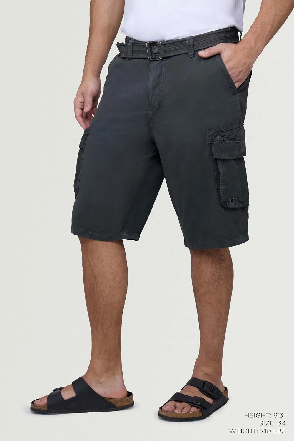 RAW X Mens Belted Cargo Shorts, Relaxed Fit Casual Knee Length Cargo Shorts for Men (Big and Tall Shorts for Men)