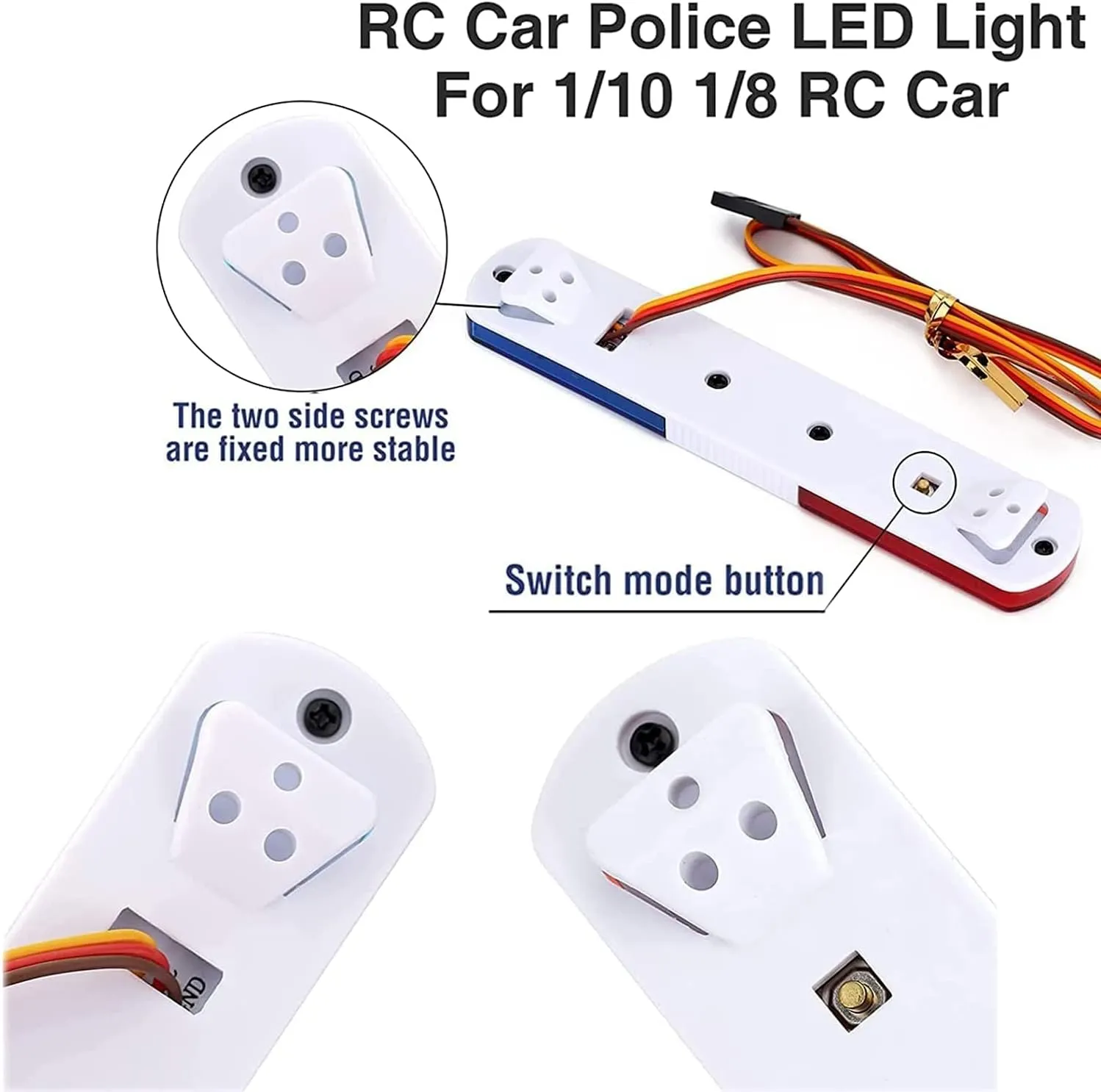 RC Car Alarming Light,WONFAST Multi-Function LED Police Night Light Bar Flash Lamp Compatible with 1/8 1/10 1/12 1/24 RC Model Car for HSP TRX4 Tamiya CC01 Axial SCX10(145mm-Yellow)