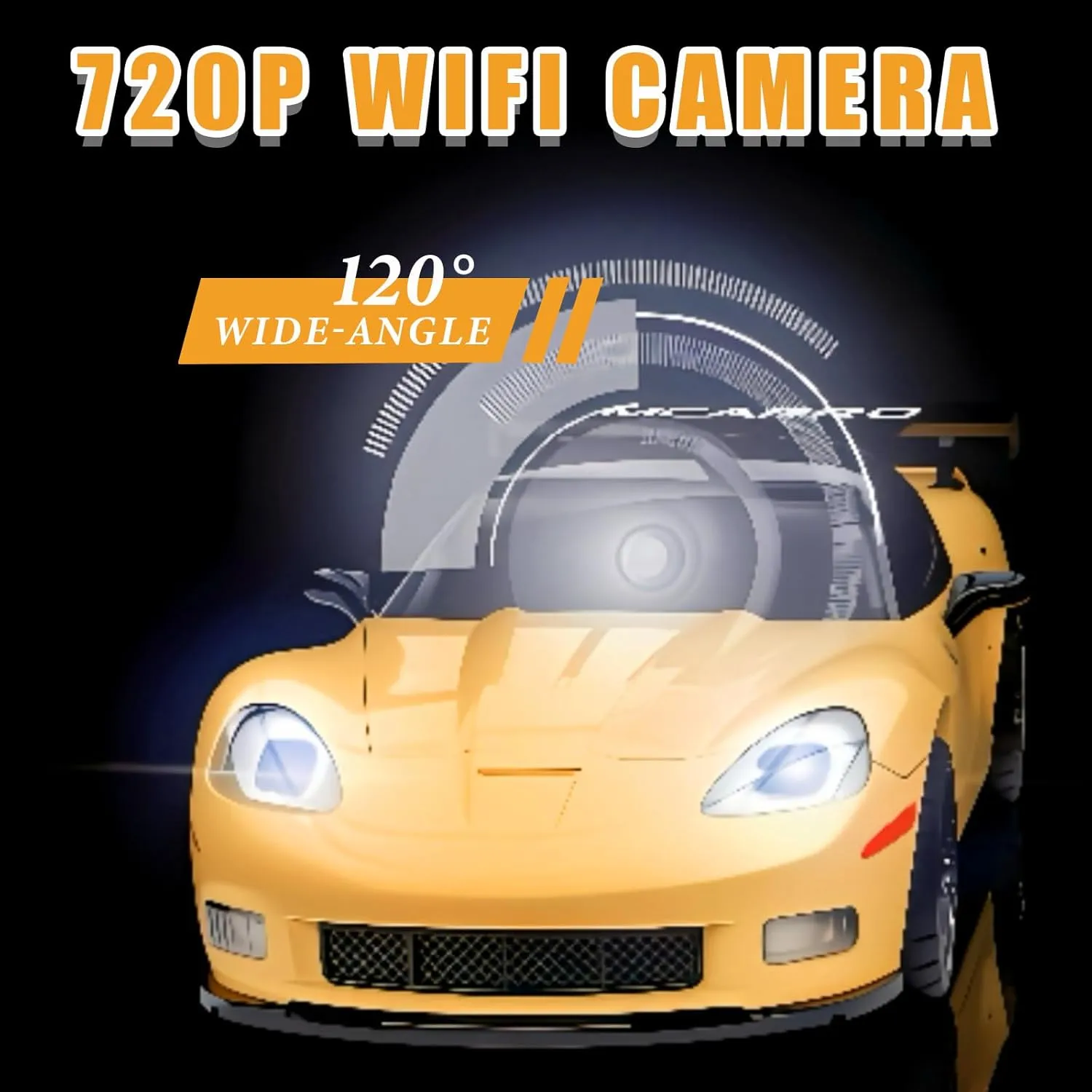RC Cars, 1:43 Scale WiFi FPV RC Drift Car with 120° Wide-Angle HD Camera，Fast Charging Mini RC Sports Car for Adults Indoor Drift Racing 80 Min Play (Yellow)