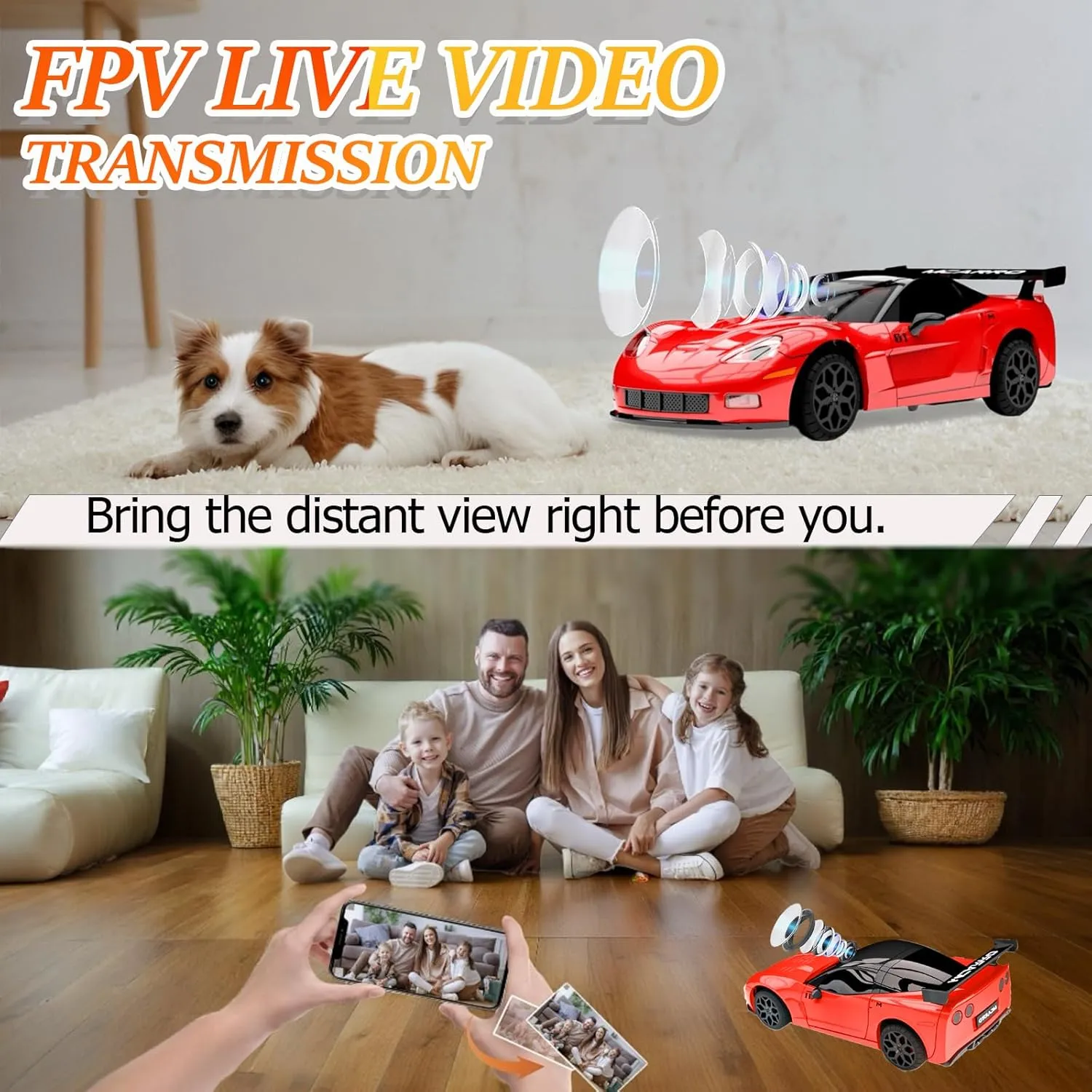 RC Cars, 1:43 Scale WiFi FPV RC Drift Car with 120° Wide-Angle HD Camera，Fast Charging Mini RC Sports Car for Adults Indoor Drift Racing 80 Min Play (Yellow)