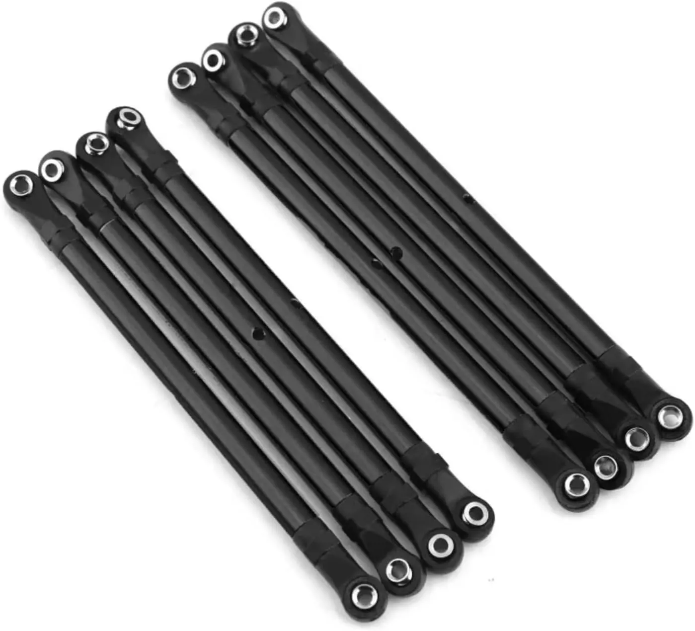 Rc Connecting Rod Tie Rod for Axial for SCX10 90046 for TRX4 1/10 8PCS Aluminum Alloy 313mm Wheelbase RC Link Rod Linkage Set RC Crawler Car Parts Replacement Use(Black)