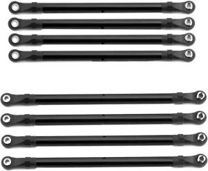 Rc Connecting Rod Tie Rod for Axial for SCX10 90046 for TRX4 1/10 8PCS Aluminum Alloy 313mm Wheelbase RC Link Rod Linkage Set RC Crawler Car Parts Replacement Use(Black)