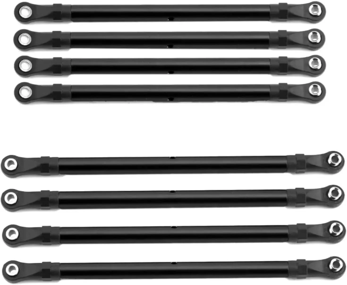 Rc Connecting Rod Tie Rod for Axial for SCX10 90046 for TRX4 1/10 8PCS Aluminum Alloy 313mm Wheelbase RC Link Rod Linkage Set RC Crawler Car Parts Replacement Use(Black)