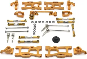 Rc Connecting Rod Tie Rod for WLtoys 144010 124017-16-18 124018 144001-02 Metal Connecting Rod Set Remote Control Car Parts and Accessories Upgrades Replacement Use(Yellow)