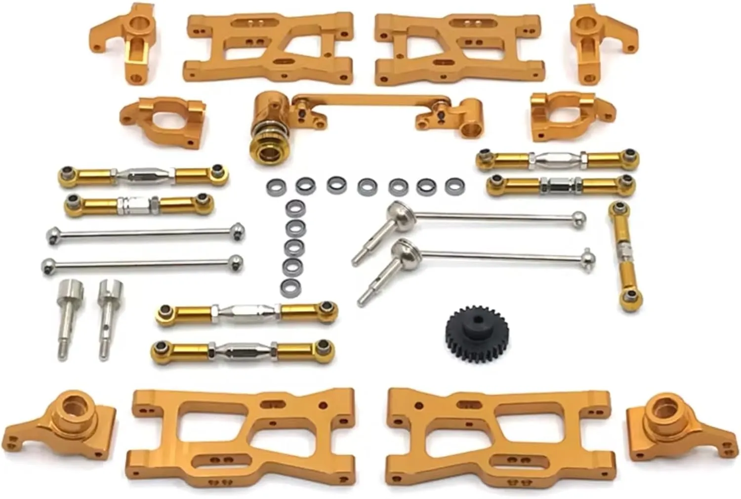 Rc Connecting Rod Tie Rod for WLtoys 144010 124017-16-18 124018 144001-02 Metal Connecting Rod Set Remote Control Car Parts and Accessories Upgrades Replacement Use(Yellow)