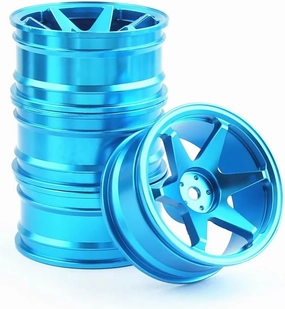 RC Car DIY Parts for Tamiya for Kyosho for HSP 1/10 4pcs 52mm Metal Wheel Rim Wheel Hubs TE37 RC On-Road Drift for Racing Car(Blue)