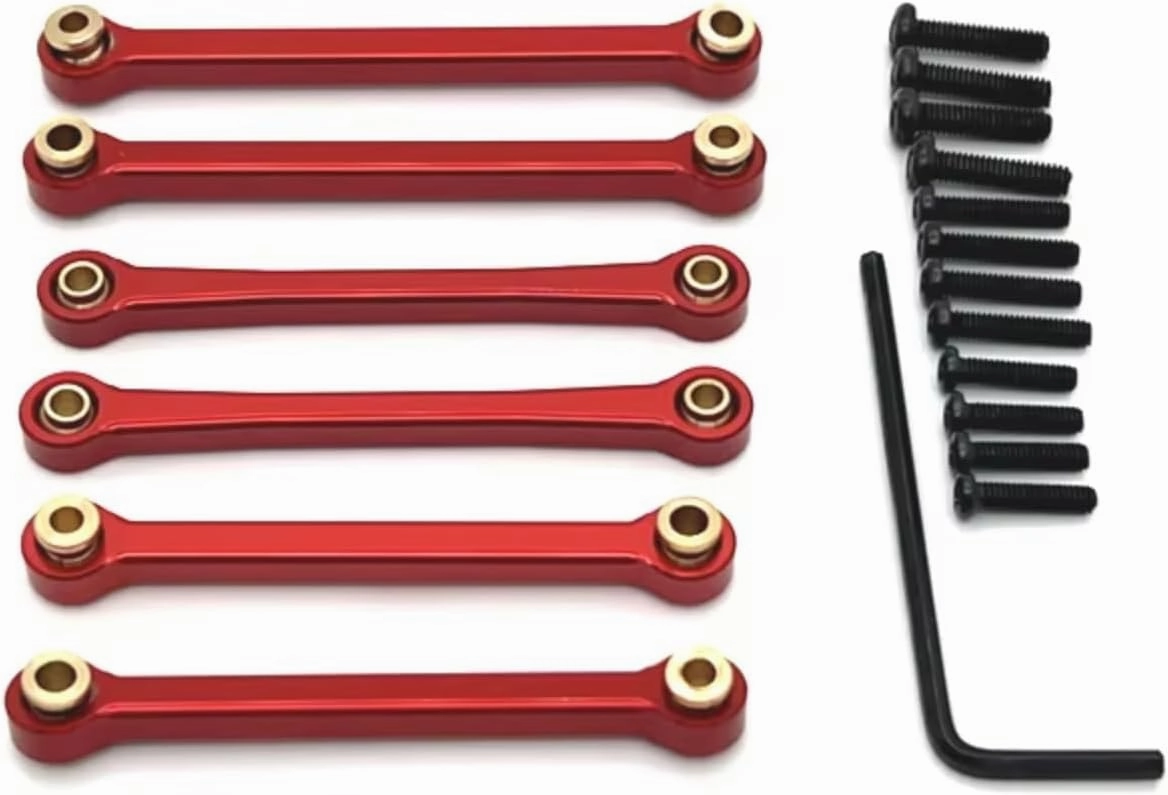 RC Car DIY Parts for WLtoys 144016 144018 1/14 Metal Front and Rear Tie Rod Steering Tie Rod Remote Control Crawler Vehicle Upgrade Parts Accessories(Red)
