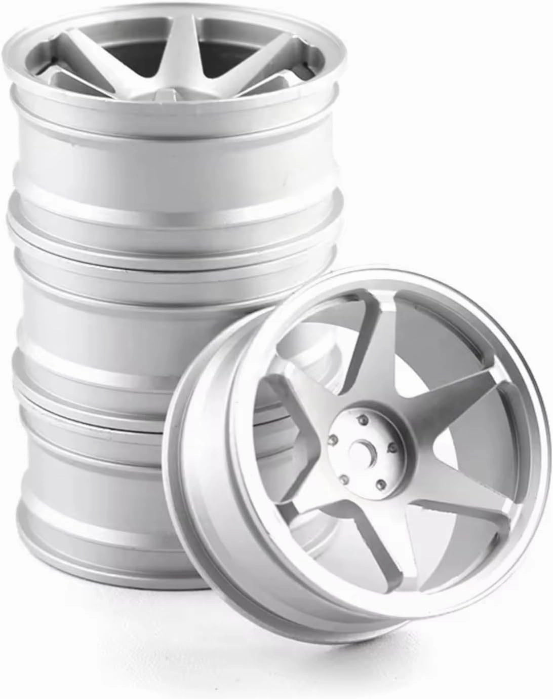 RC Car Upgrade Part for HPI for Sakura for Traxxas for RedCat 1/10 4pcs 52mm Metal Wheel Rim Wheel Hubs TE37 RC On-Road Drift for Racing Car(Silver)