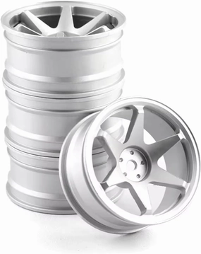 RC Car Upgrade Part for HPI for Sakura for Traxxas for RedCat 1/10 4pcs 52mm Metal Wheel Rim Wheel Hubs TE37 RC On-Road Drift for Racing Car(Silver)