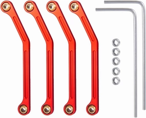 RC Car Upgrade Part for Kyosho for Mini-Z 4X4 for Jimny 32523 1/18 4PCS Metal Steering Linkage Link Rod RC Crawler for Buggy Truck Car Upgrade Parts(Red)