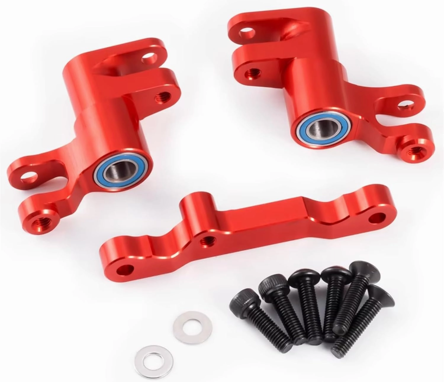 RC Car Upgrade Part for Traxxas for Mini for Maxx 2S 1/16 Aluminum Alloy Steering Assembly RC Car Upgrade Accessories(Red)