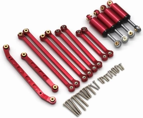 Rc Shock Absorber for FMS for Fire for Horse for Eazyrc 1/18 Metal Shock Absorber Set RC Remote Control Car Tracked Vehicle Metal Parts and Accessories Replacement(Red)