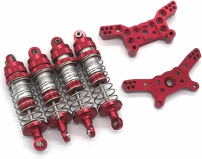 Rc Shock Absorber For MJX 14210 14209 1/14 Metal Fittings Oil Shock Absorber Bracket Kit Multiple Colors Available RC Car Parts Upgrade Replacement And Use(Red)