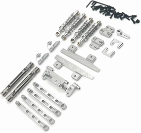 Rc Shock Absorber for MN82 LC79 1/12 Shock Absorber Tie Rod Before and After Drive Shaft Set RC Car Tracked Vehicle Parts and Accessories Upgrade Replacement Use(Silver)