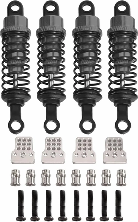 Rc Shock Absorber For MN D90 D91 MN99 99s For WPL C14 C24 4pcs 64mm Oil Filled Type Metal Shock Absorber With Shock Tower RC Car Parts And Accessories Replacement(Gray)
