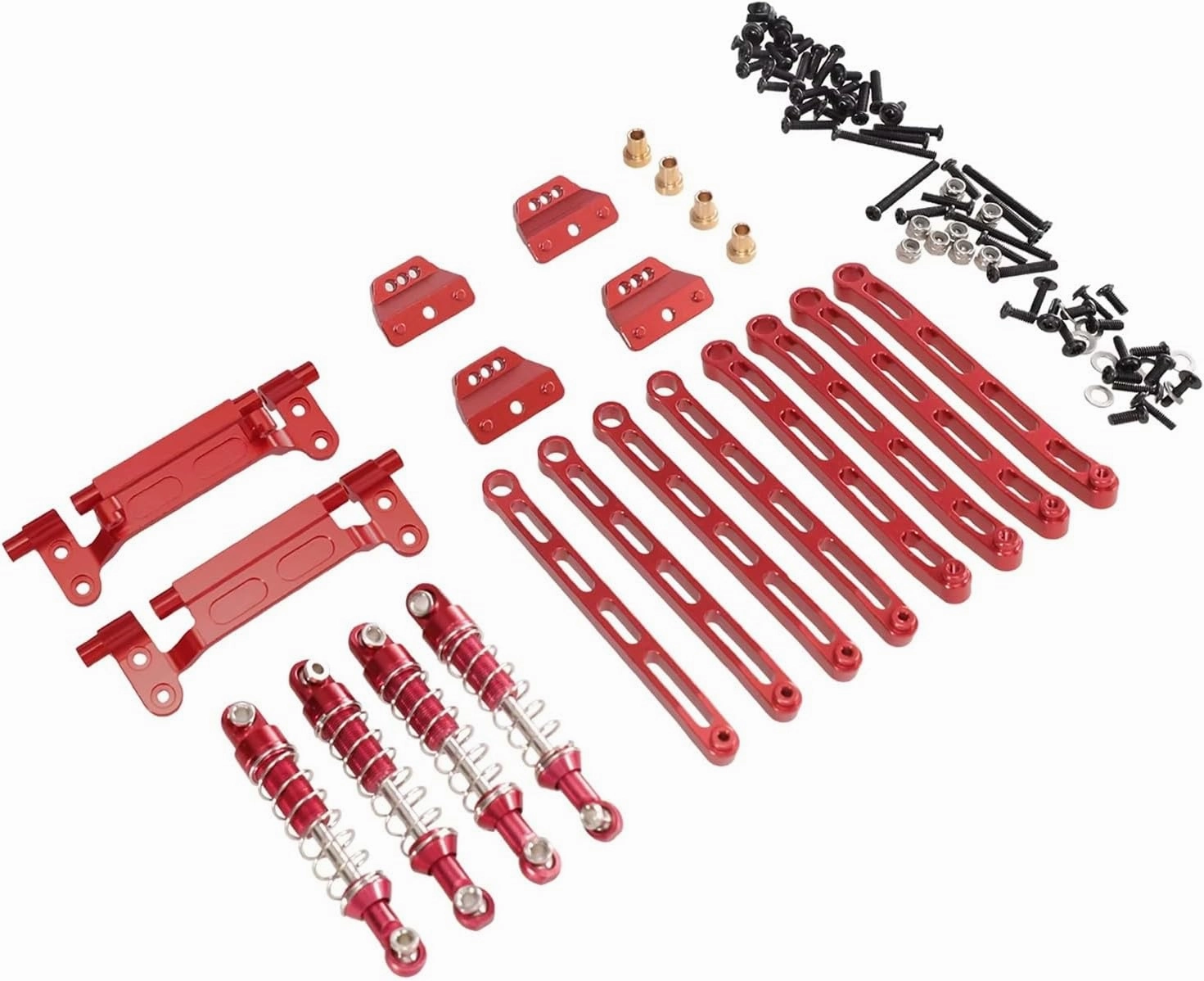 Rc Shock Absorber For MN For MN168 For MN78 1/12 Metal Upgrade External For Spring Shock Absorber Fixed Rod Parts Accessories RC Car Parts Accessories Replacement(Red)
