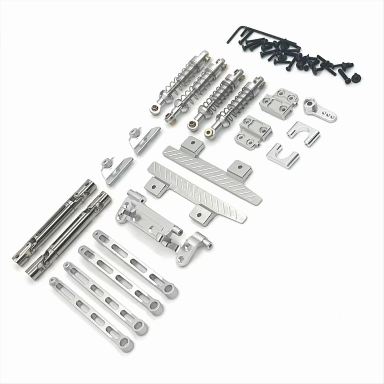 Rc Shock Absorber For MN For MN82 LC79 1/12 Metal Front And Rear Shock Absorber Pull Rod For Fit Remote Control Car Parts And Accessories Upgrade Replacement Use(Silver)
