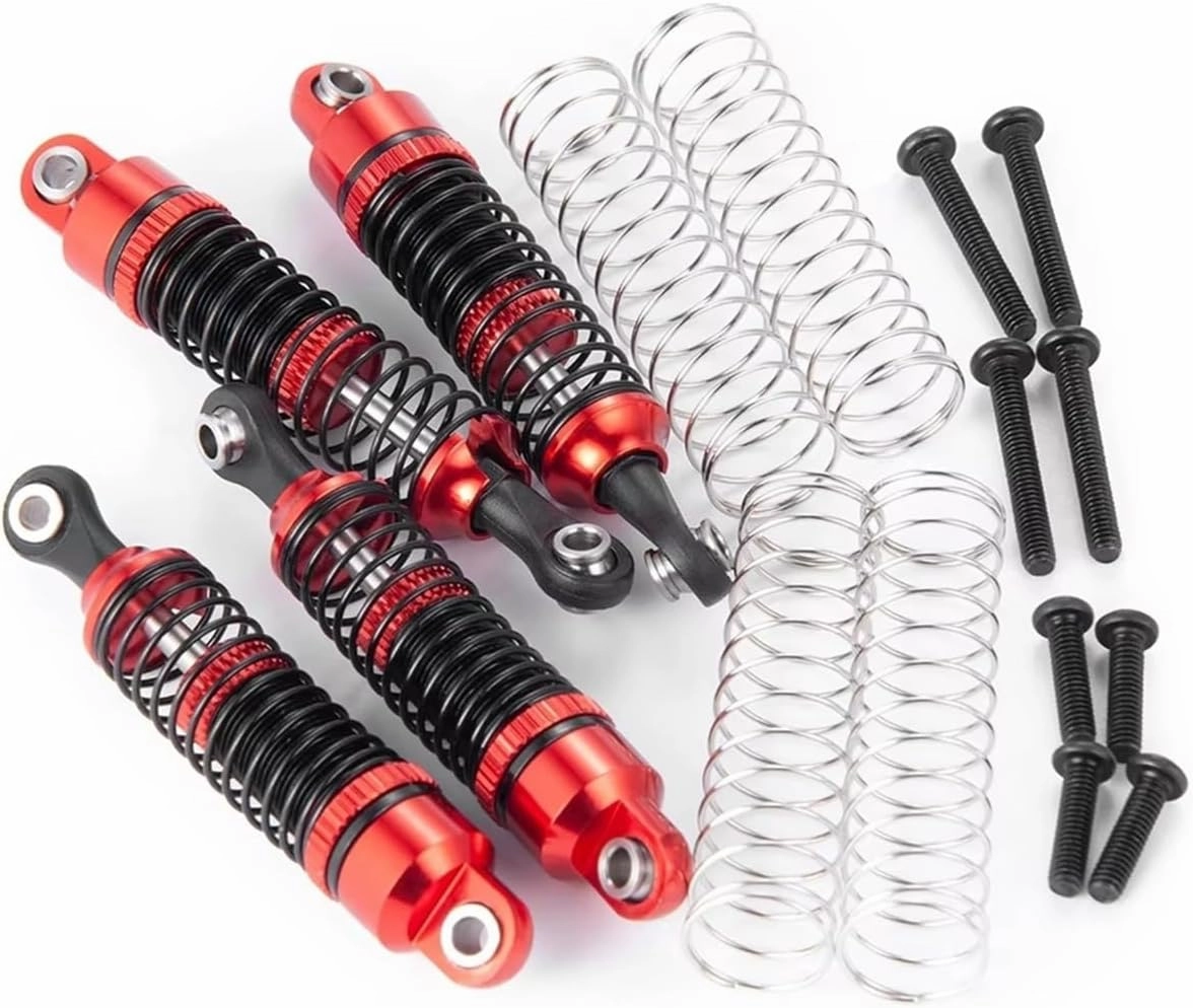 Rc Shock Absorber For TRX-4M For Bronco For Defender 1/18 4Pcs Aluminum Alloy 52mm Shock Absorber Damper RC Crawler Car Truck Model Upgrade Parts Replacement Use(Red)