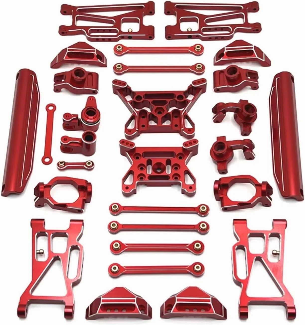 Rc Special Connecting Rod for MJX 1/10 10208 V1 Monster Metal Connecting Rods Set RC Off-Road Car Tracked Vehicles Parts and Accessories Upgrade Replace and Use(Red)
