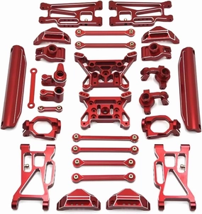 Rc Special Connecting Rod for MJX 1/10 10208 V1 Monster Metal Connecting Rods Set RC Off-Road Car Tracked Vehicles Parts and Accessories Upgrade Replace and Use(Red)