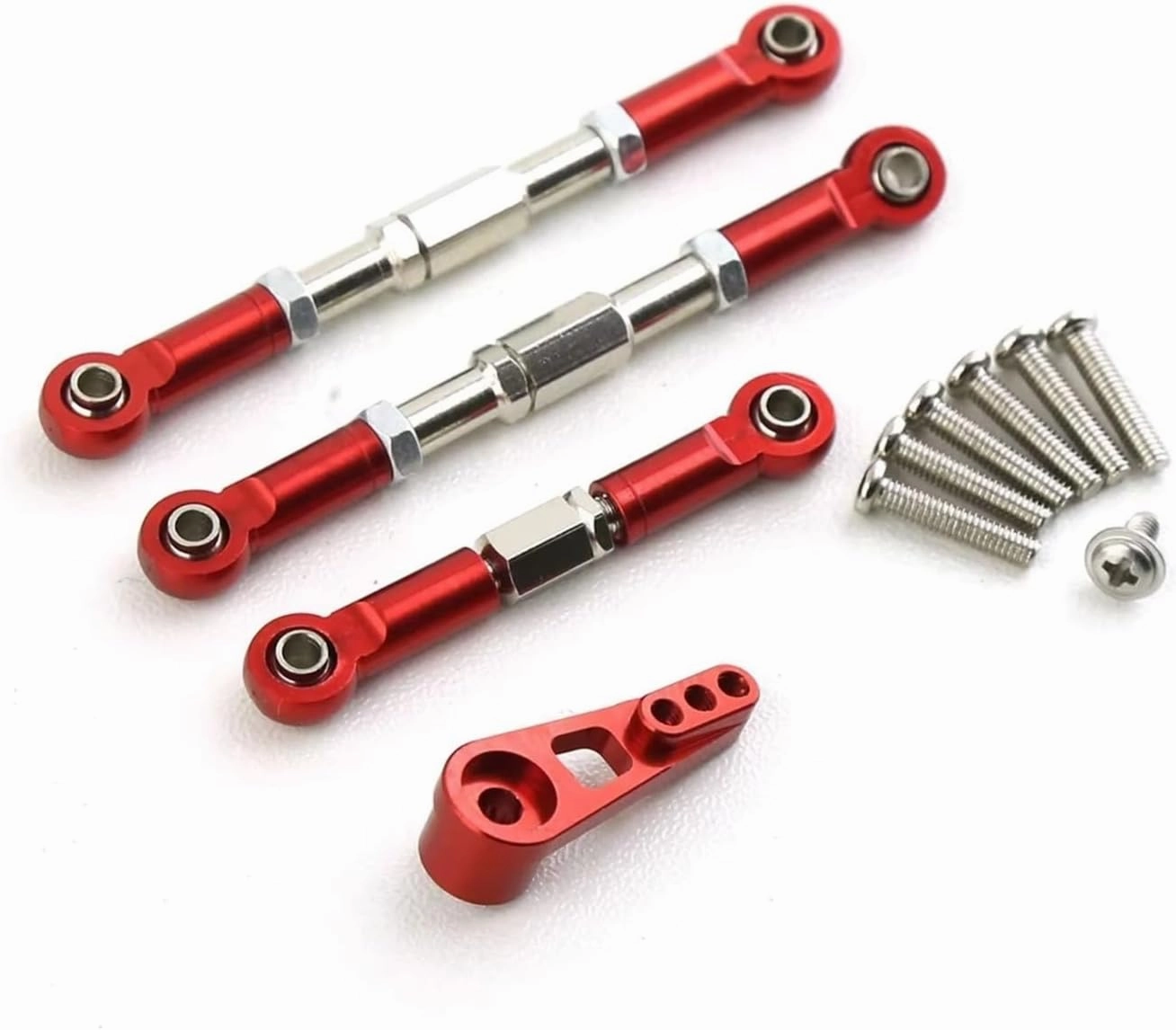 Rc Special Connecting Rod for Wltoys 104009 12402-A Metal Steering Link Rod Servo Arm RC Off-Road Car Tracked Vehicles Parts and Accessories Upgrade Replace and Use(Red)