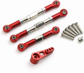 Rc Special Connecting Rod for Wltoys 104009 12402-A Metal Steering Link Rod Servo Arm RC Off-Road Car Tracked Vehicles Parts and Accessories Upgrade Replace and Use(Red)