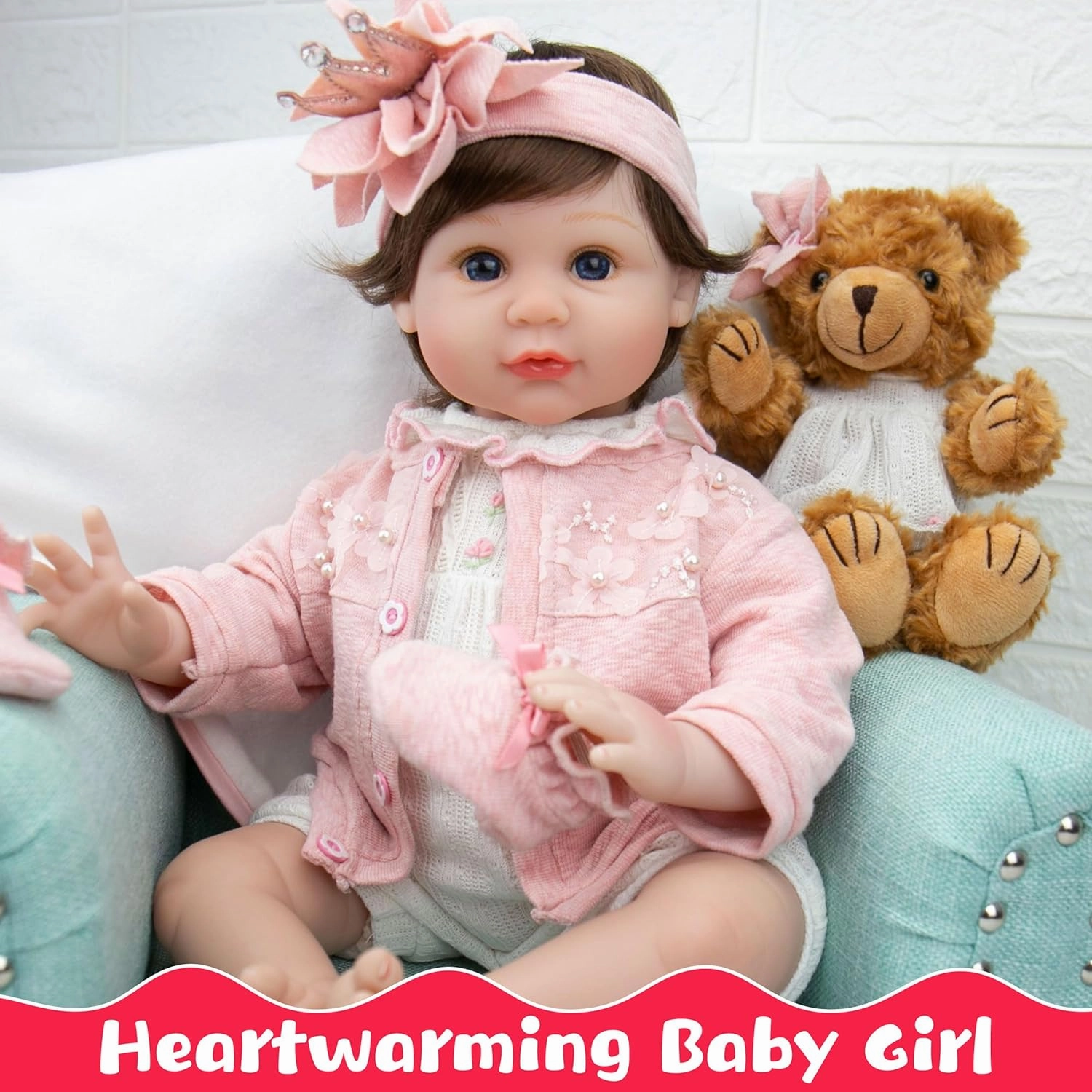 Reborn Baby Doll - 22-Inch Lifelike Baby Doll Soft Cloth Body Newborn Baby Dolls with Clothes and Toy Accessories Christmas Birthday Gift for Kids Age 3 