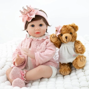 Reborn Baby Doll - 22-Inch Lifelike Baby Doll Soft Cloth Body Newborn Baby Dolls with Clothes and Toy Accessories Christmas Birthday Gift for Kids Age 3 
