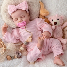 Reborn Lifelike Baby Dolls Girls - 18 inch Realistic Baby Girl Doll with Cloth Body and Feeding Accessories, Gift Set for Age 3 , Elderly, Collectors