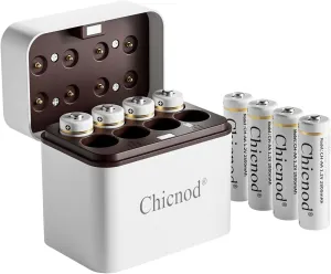 Rechargeable AA Batteries 8-Pack, 1.2V Ni-MH 2800mAh Double A Battery, Low Self-Discharge, Independent Slot, Type-C 4.5H Fast Charging with Charger