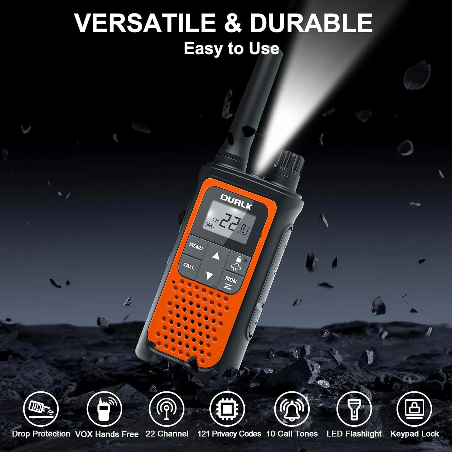 Rechargeable Walkie Talkies Long Range, 3 Pack Walkie Talkies for Adults NOAA Wether Alert, 2 Way Radios 22 FRS Channels with 1800mAh Li-ion Battery USB-C Cable Charger VOX for Hiking Cruises Camping