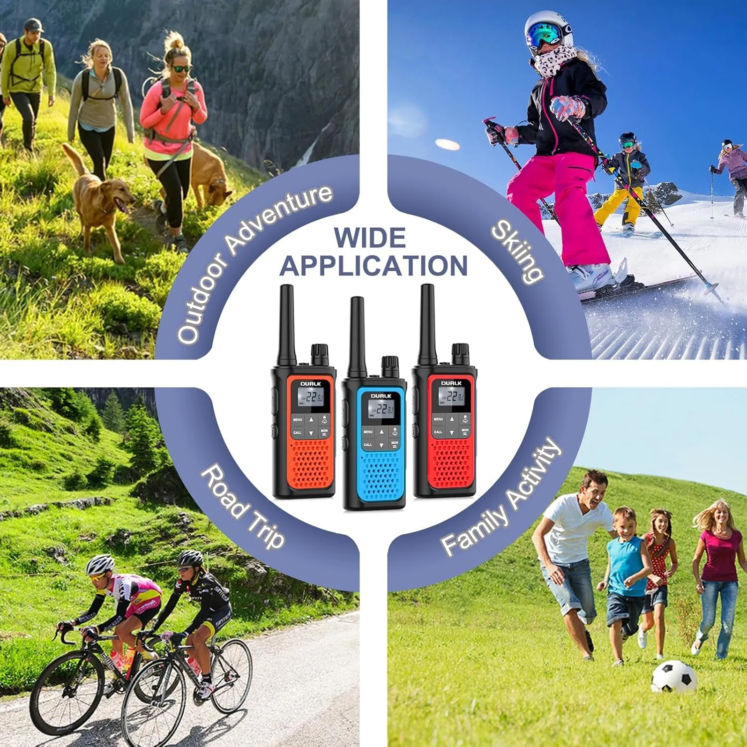 Rechargeable Walkie Talkies Long Range, 3 Pack Walkie Talkies for Adults NOAA Wether Alert, 2 Way Radios 22 FRS Channels with 1800mAh Li-ion Battery USB-C Cable Charger VOX for Hiking Cruises Camping