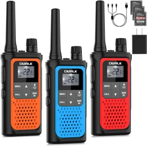 Rechargeable Walkie Talkies Long Range, 3 Pack Walkie Talkies for Adults NOAA Wether Alert, 2 Way Radios 22 FRS Channels with 1800mAh Li-ion Battery USB-C Cable Charger VOX for Hiking Cruises Camping