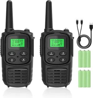 Rechargeable Walkie Talkies,Fvamom Walkies Talkies for Adults with 22 Channels,Long Range Walkie Talkies with NOAA Weather Channels,VOX LCD Display LED Flashlight for Hiking Camping Trip(Black)