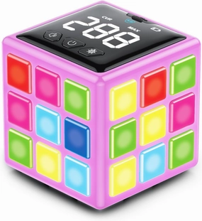 Rechargeable Game Cube, 15-in-1 Fun Brain Memory & Speed Games for Kids, Christmas Birthday Gifts for Boys Girls Ages 6-12  Years Old, Cool Toys for Kids Teens with Score Screen (Pink)