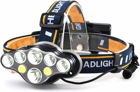Rechargeable Headlamp Flashlight 8 LED Bulbs Headlamp 2000 Lumen Super Bright USB Headlight Waterproof Outdoor Lightweight Torch for Camping Running Hiking Fishing Hunting Gear