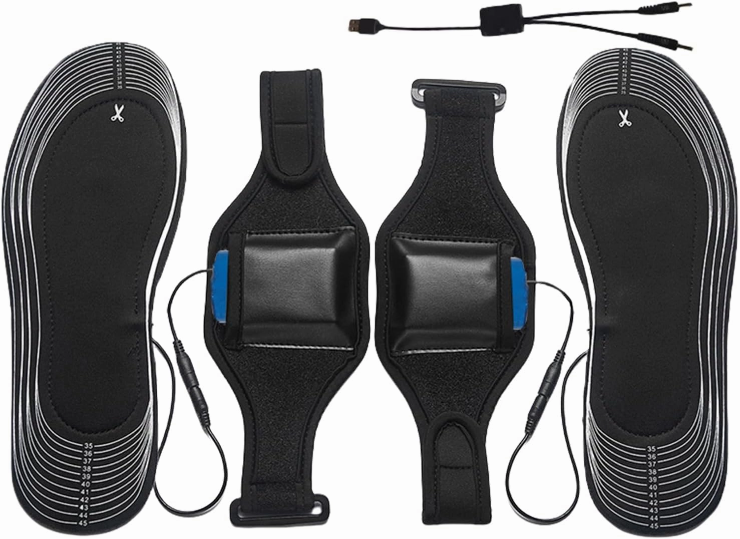 Rechargeable Heated Insoles - USB Heated Foot Warmers, Cuttable & Breathable | 8000mAh Battery-Powered Soft Mesh Insoles with Battery Pouch for Outdoor Sport Camping & Winter Activities