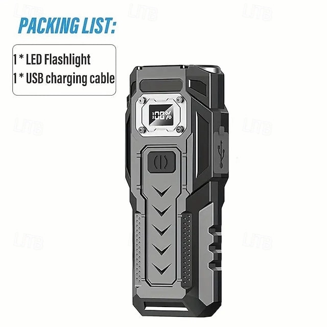 Rechargeable LED Flashlight with COB Side Light Super Bright Rechargeable Torch Portable Work Light with Metal Back Clip and Bottom Magnet for Outdoor Camping Hiking Fishing