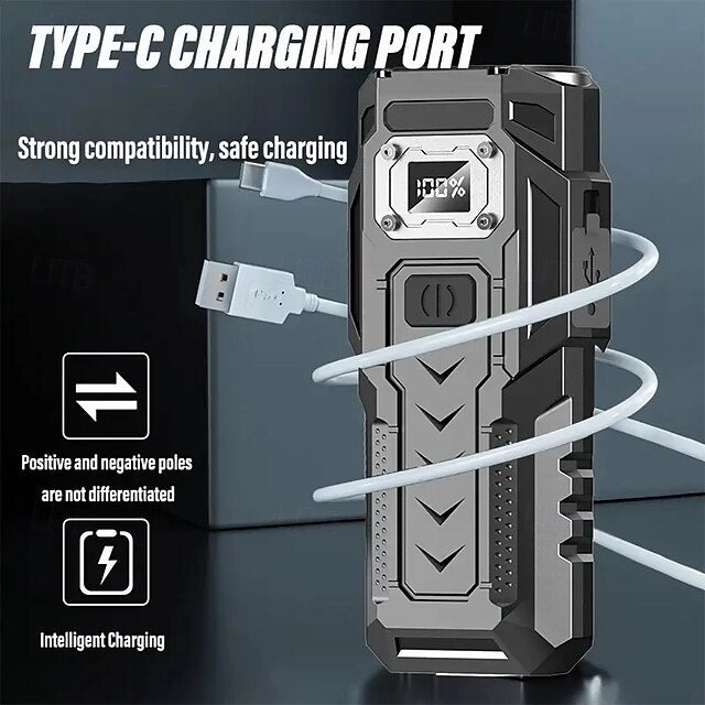 Rechargeable LED Flashlight with COB Side Light Super Bright Rechargeable Torch Portable Work Light with Metal Back Clip and Bottom Magnet for Outdoor Camping Hiking Fishing