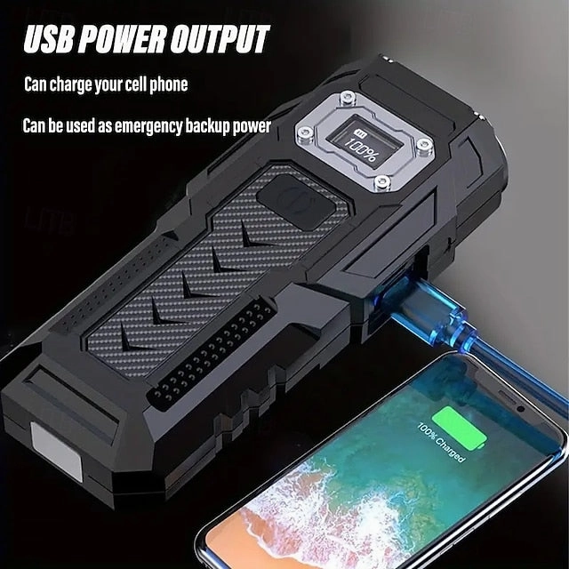 Rechargeable LED Flashlight with COB Side Light Super Bright Rechargeable Torch Portable Work Light with Metal Back Clip and Bottom Magnet for Outdoor Camping Hiking Fishing