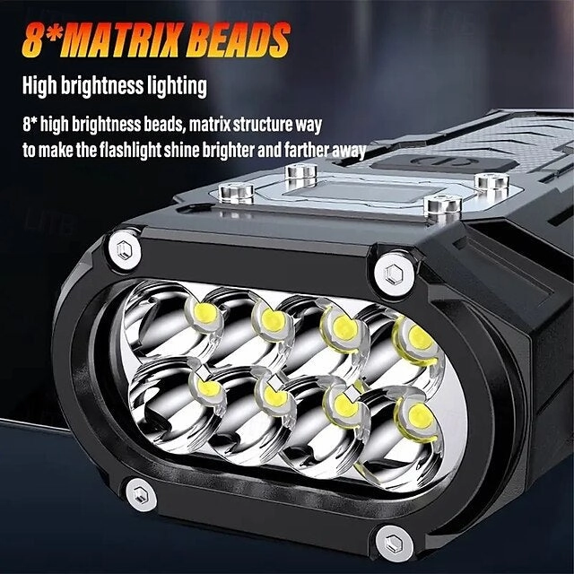 Rechargeable LED Flashlight with COB Side Light Super Bright Rechargeable Torch Portable Work Light with Metal Back Clip and Bottom Magnet for Outdoor Camping Hiking Fishing