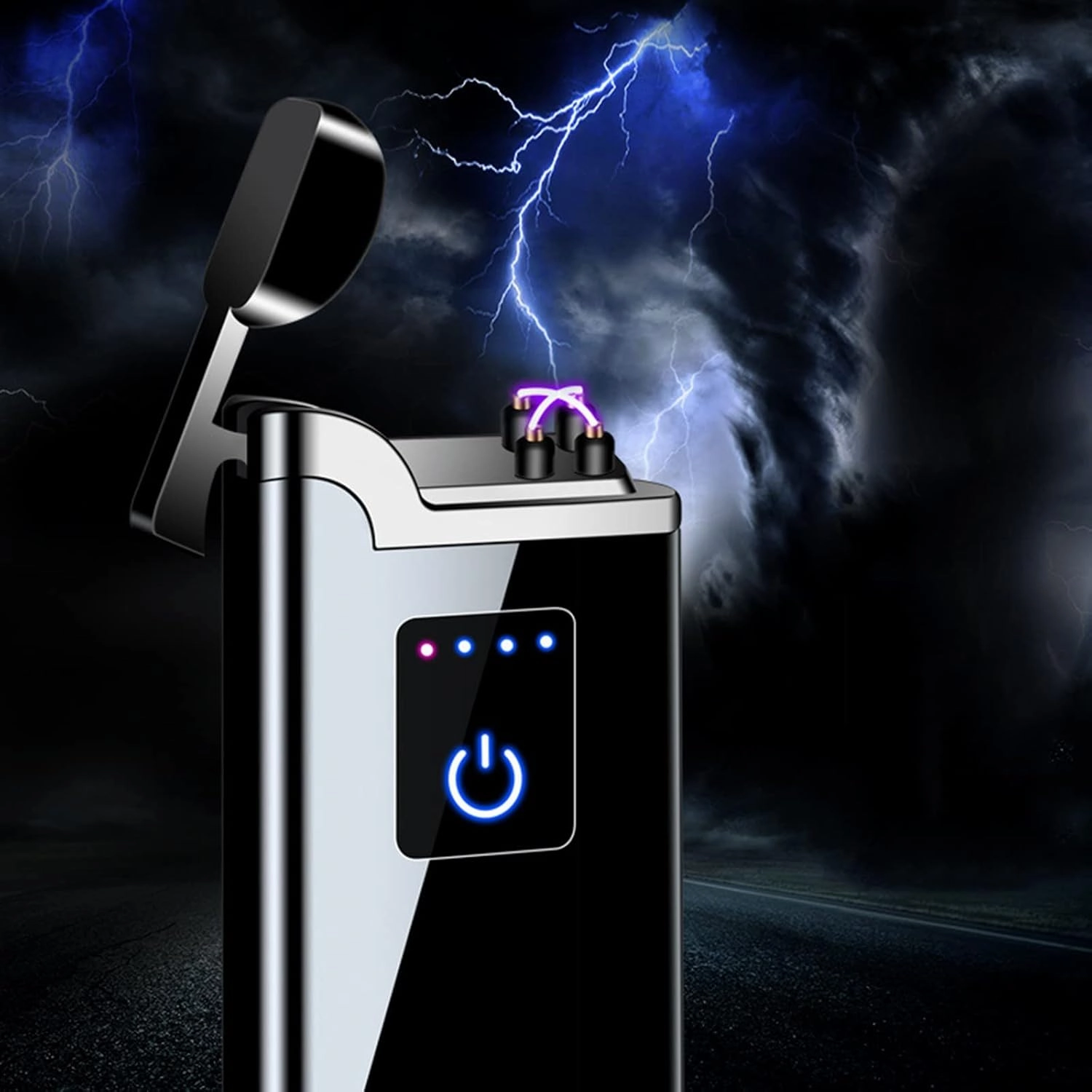 Rechargeable Lighter Plasma Electronic Double Arc USB Multifunction Flashlight Metal Outdoor Windproof Fashion Man Box(A)