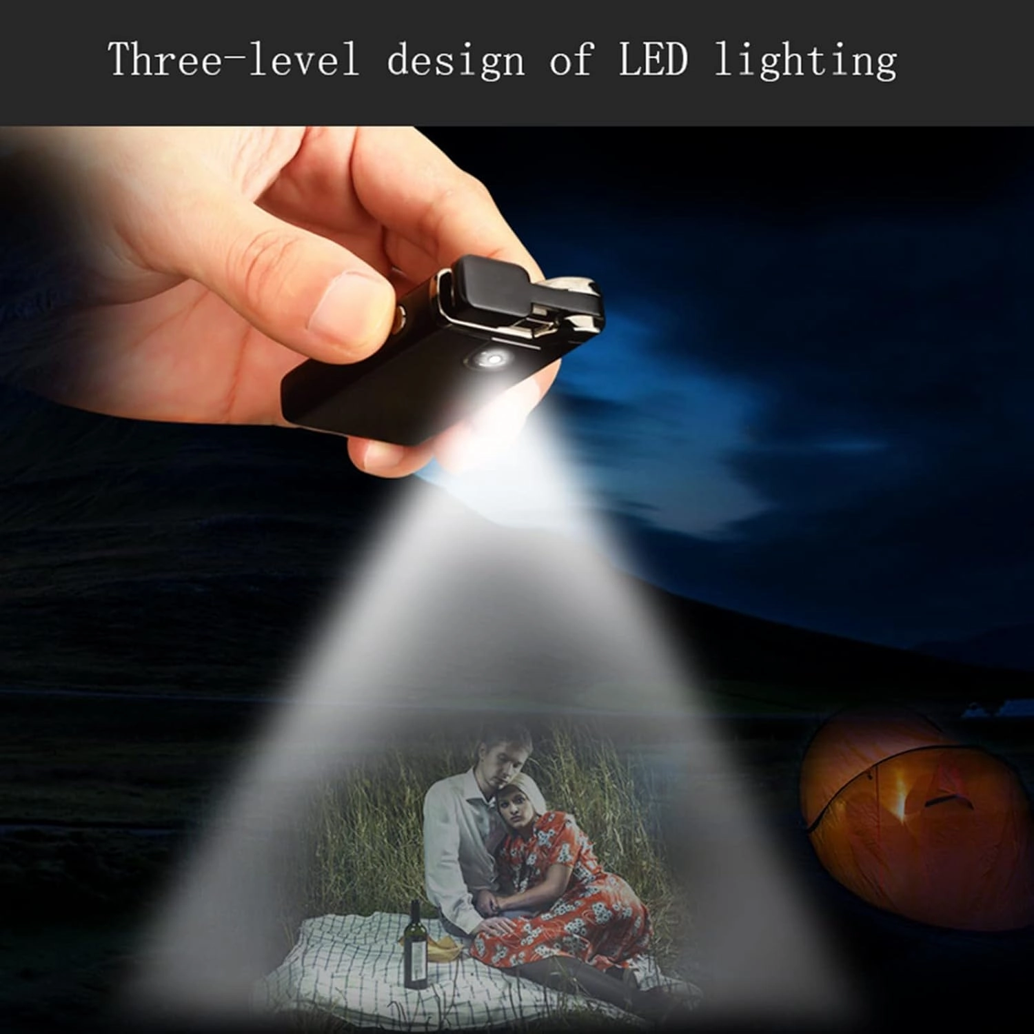 Rechargeable Lighter Plasma Electronic Double Arc USB Multifunction Flashlight Metal Outdoor Windproof Fashion Man Box(A)