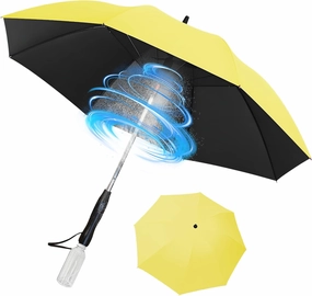 Rechargeable Umbrella with Fan - 3-in-1 Handheld Cooling System, Build in Mist Spray, UV Protection, Portable for Beach, Golf, Festivals, and Outdoor Activities