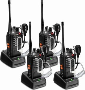 Rechargeable Walkie Talkies Long Range: MaxTalker MT-8S Walkie Talkies with Earpiece, Two Way Radio with 1500mAh Battery with Type-C Charging Walkie Talkie for Adults Business Family, 4 Pack